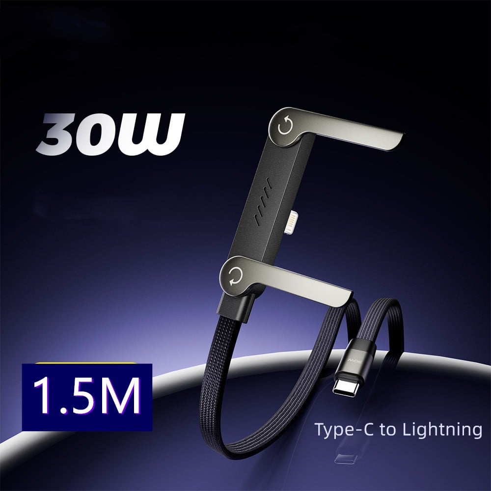 2-in-1 Braided Fast Charging Cable with Integrated Phone Stand