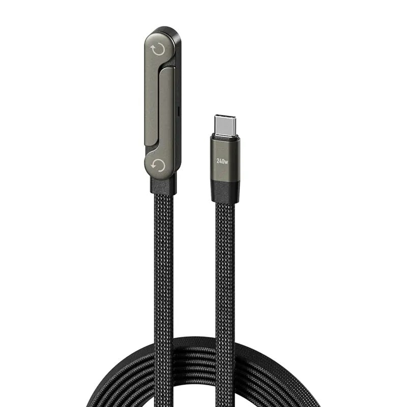 2-in-1 Braided Fast Charging Cable with Integrated Phone Stand