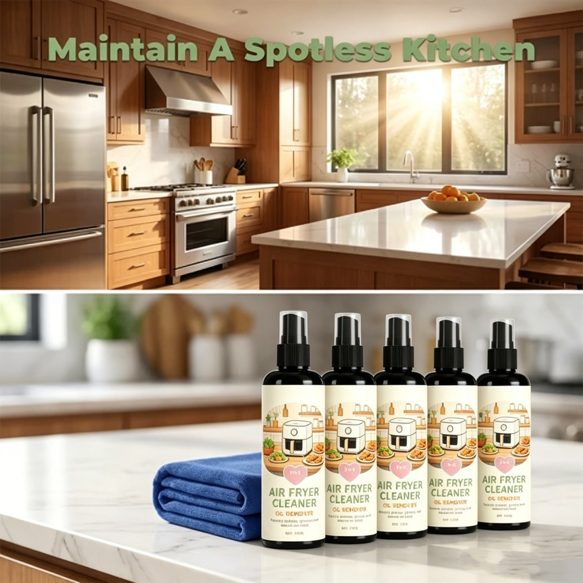 2-in-1 cleaning and degreasing spray for air fryers