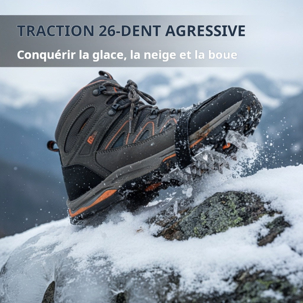 Crampons 26 pointes - Couvre-chaussures antidérapants à pointes