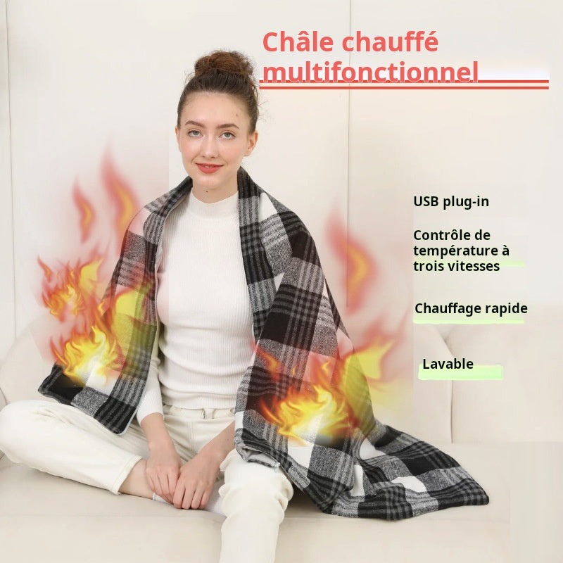 Écharpe chauffante nouvelle génération - Couverture chauffante multifonctionnelle intelligente et réglable - Version épurée avec fonction de chauffage USB