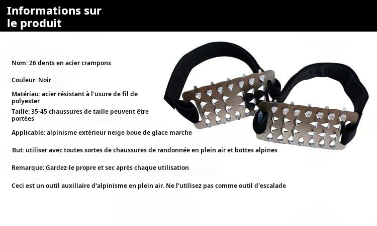 Crampons 26 pointes - Couvre-chaussures antidérapants à pointes