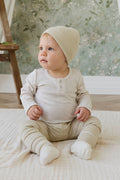 Legging côtelé fin en coton rayé crème marron pour bébé et tout-petit, avec taille douce et extensible confortable pour un usage quotidien