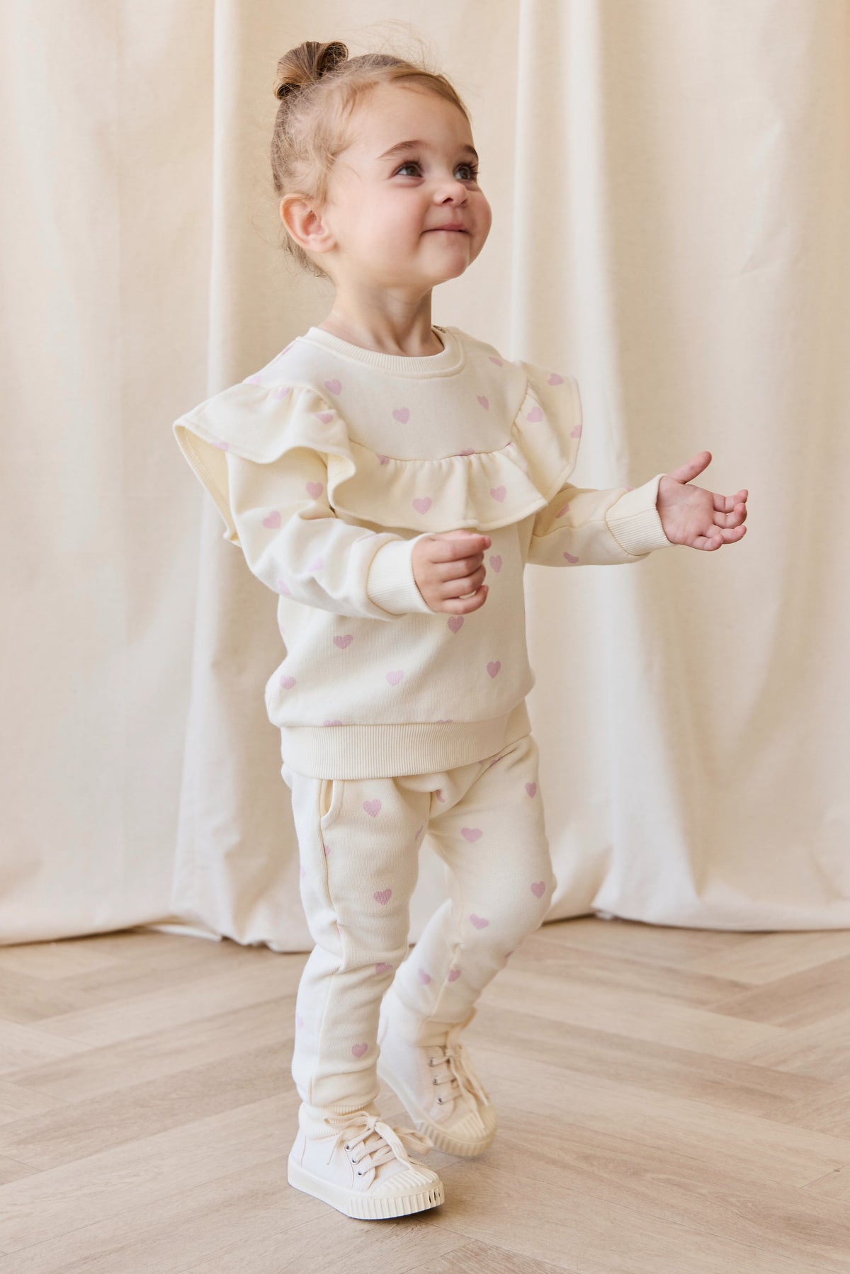 Pantalon de survêtement en coton élasthanne à imprimé floral rose décontracté avec taille élastique et coupe décontractée pour filles, pour une tenue active quotidienne