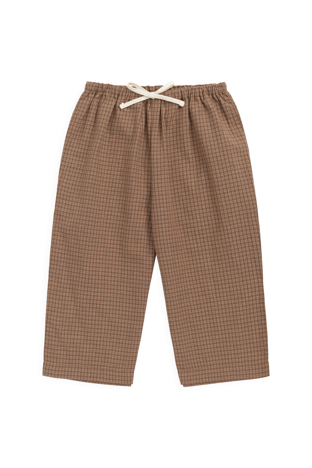 Pantalon large à carreaux de fenêtre en coton biologique décontracté avec taille élastique et lien à la taille pour tenues décontractées pour enfants