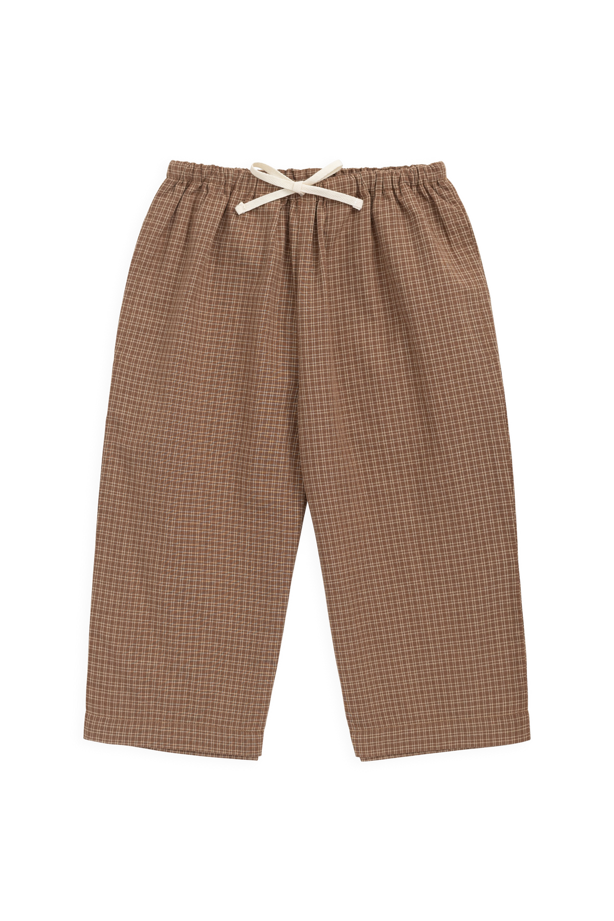 Pantalon large à carreaux de fenêtre en coton biologique décontracté avec taille élastique et lien à la taille pour tenues décontractées pour enfants