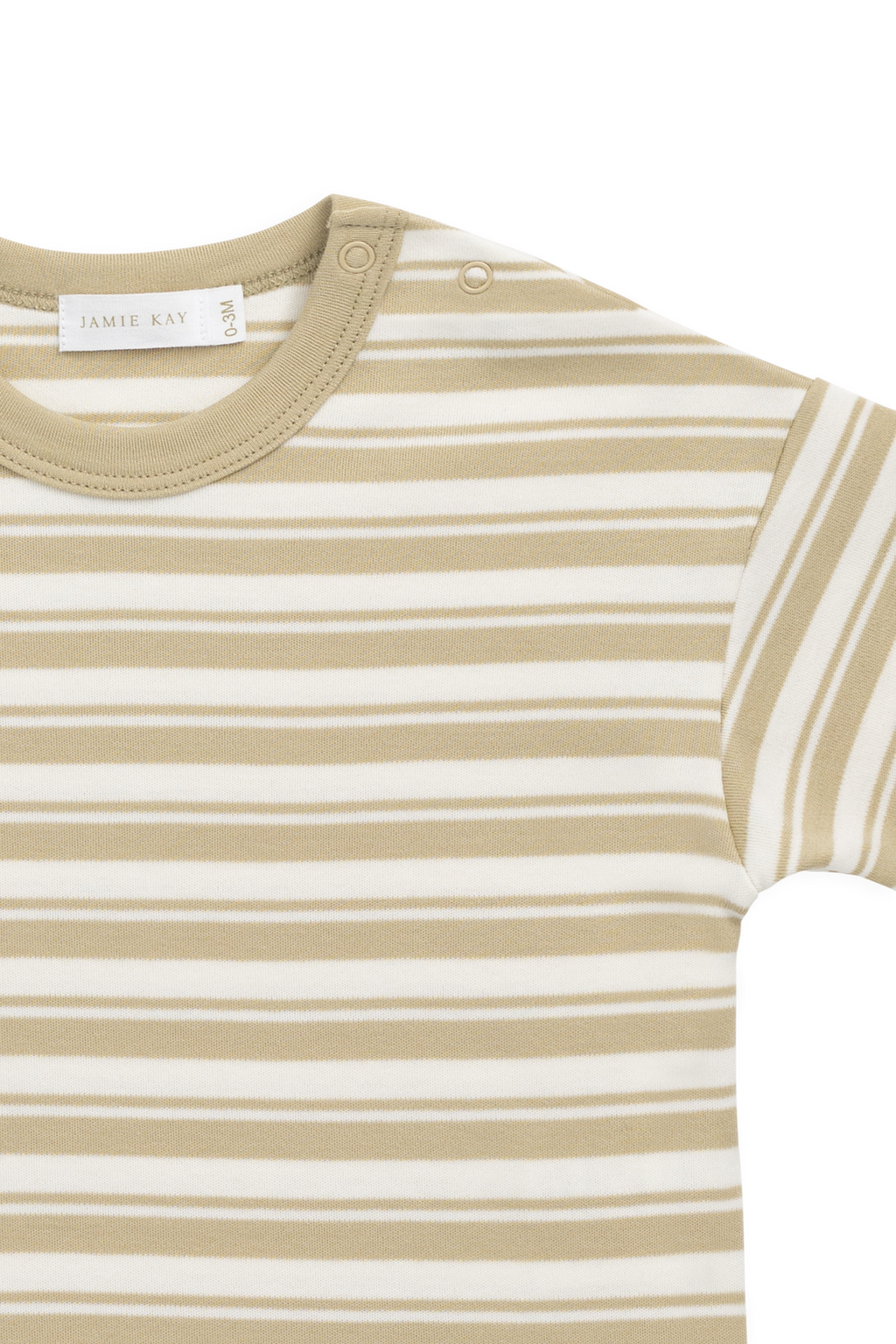 T-shirt en coton Pima décontracté pour enfants, avec rayures horizontales marron et blanches, col ras du cou et tissu infroissable pour le quotidien