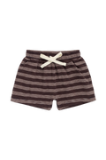 Short en coton flammé multi-rayures, décontracté, naturel et élégant, avec taille élastique et cordon de serrage décoratif pour les journées d'été actives des enfants