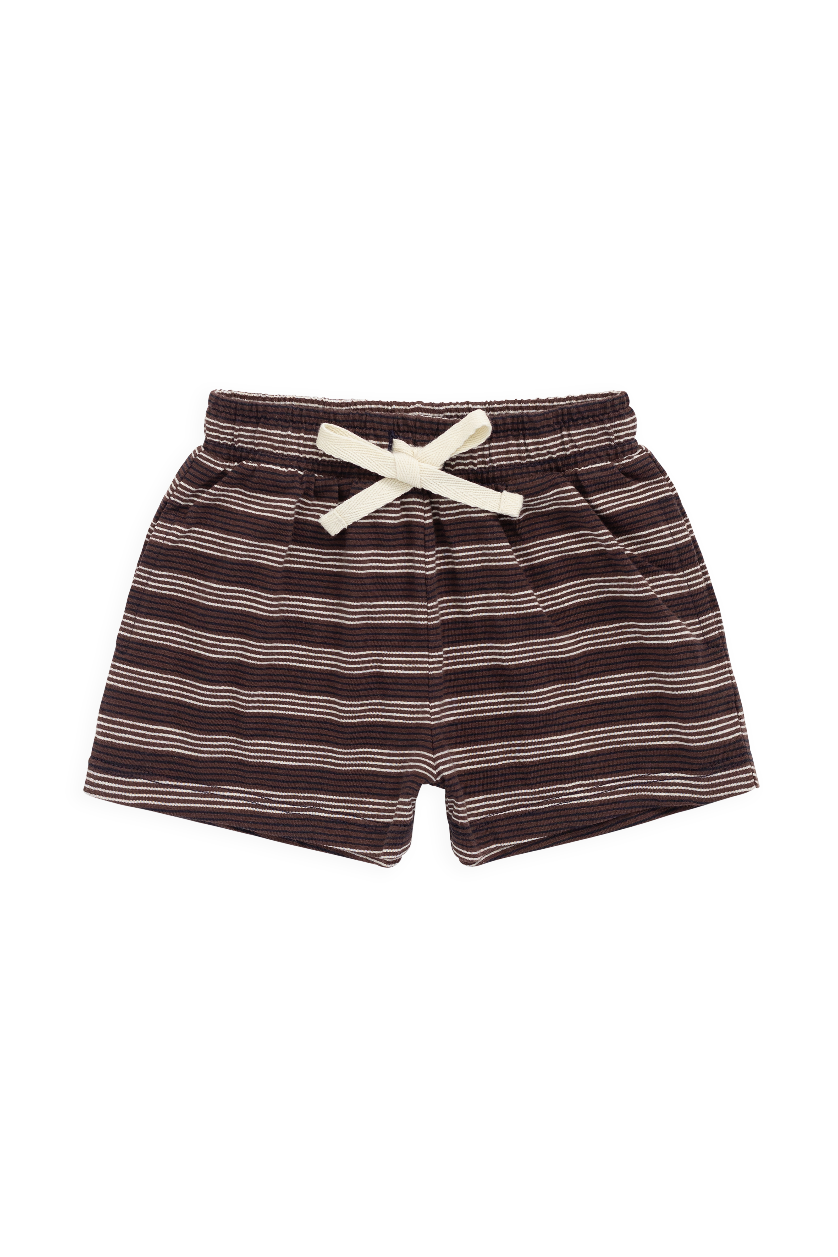 Short en coton flammé multi-rayures, décontracté, naturel et élégant, avec taille élastique et cordon de serrage décoratif pour les journées d'été actives des enfants