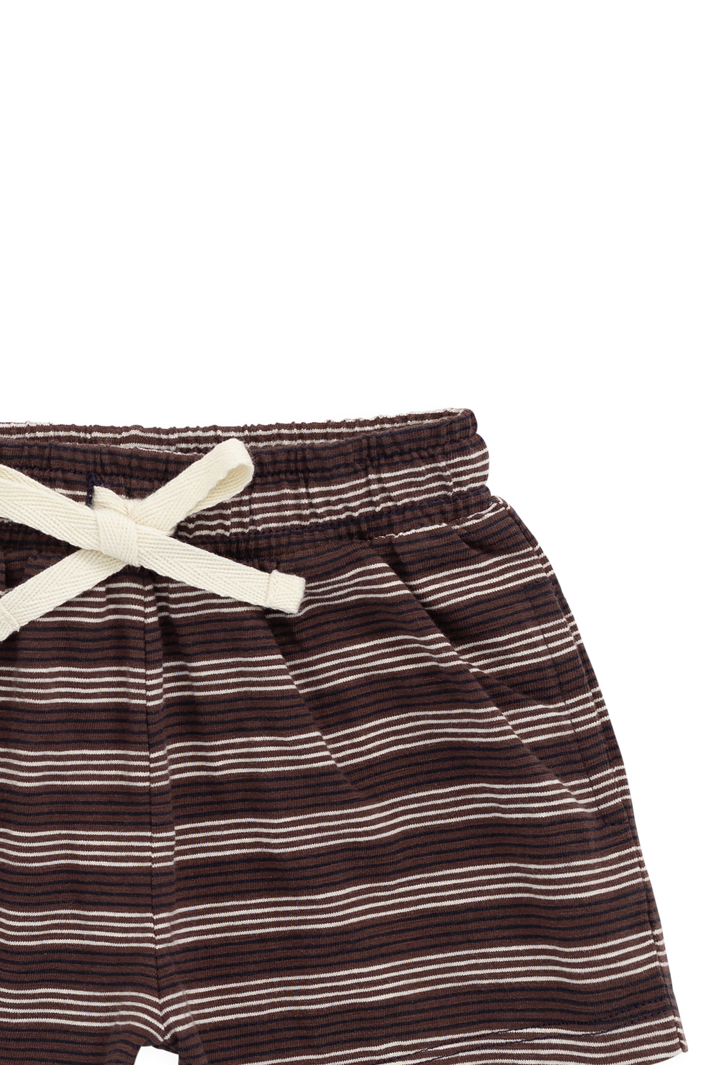 Short en coton flammé multi-rayures, décontracté, naturel et élégant, avec taille élastique et cordon de serrage décoratif pour les journées d'été actives des enfants