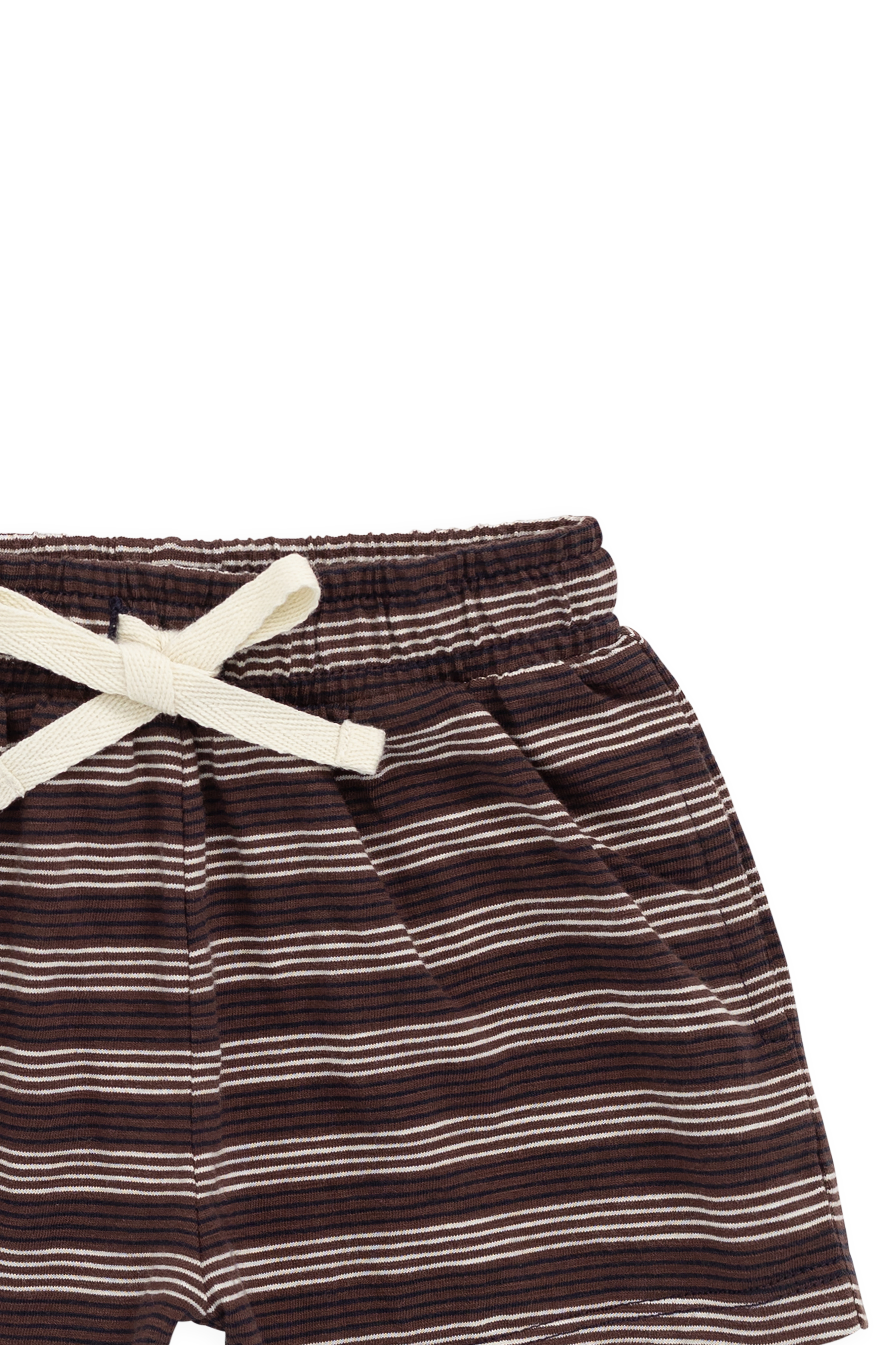 Short en coton flammé multi-rayures, décontracté, naturel et élégant, avec taille élastique et cordon de serrage décoratif pour les journées d'été actives des enfants