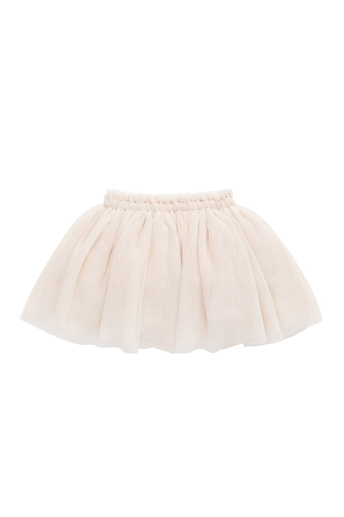 Jupe plissée fille en tulle et coton uni rose poudré avec taille élastiquée et superposition aérienne légère pour occasions habillées
