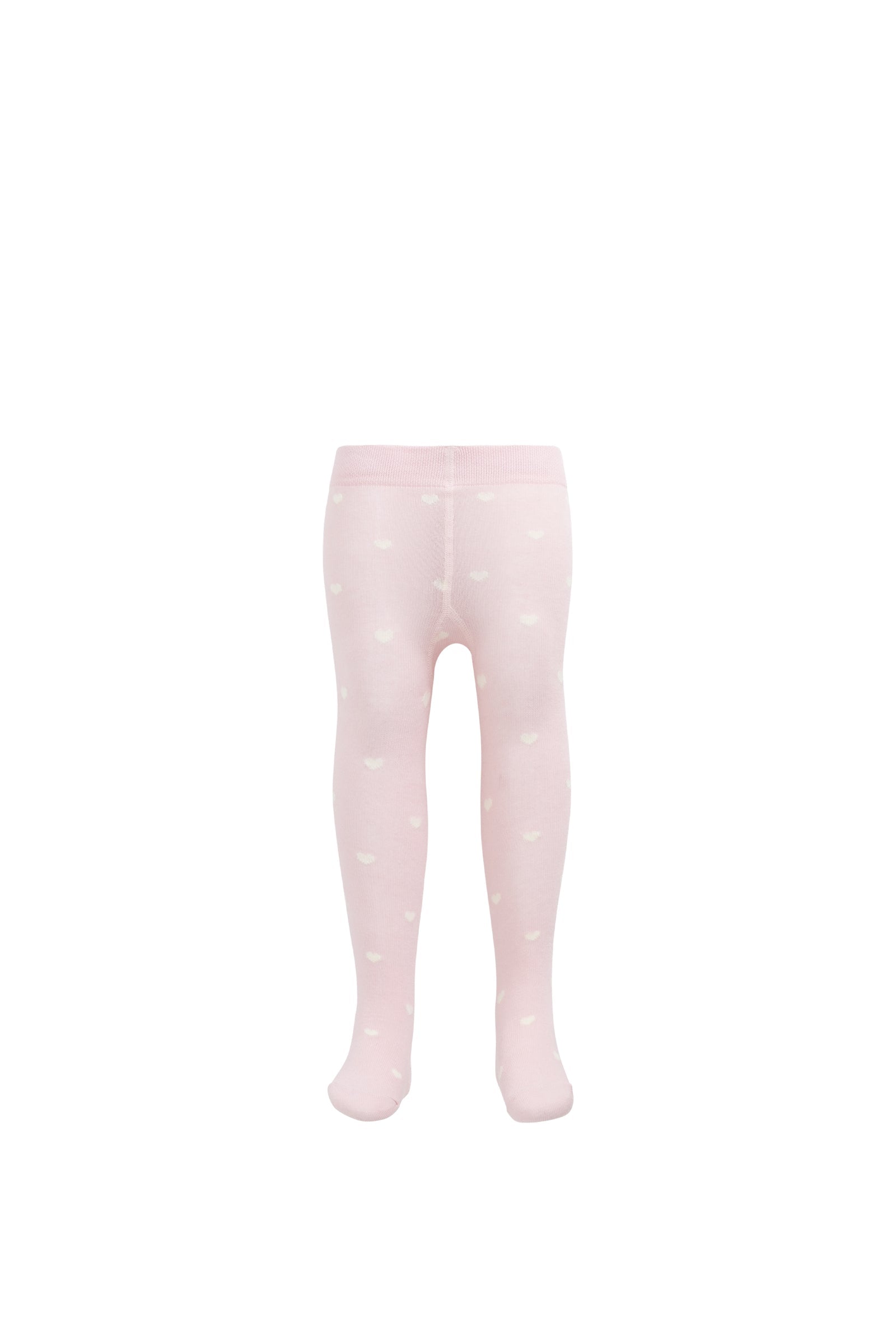 Collant en coton et polyester imprimé cœurs roses et blancs, confortable et extensible, idéal pour le quotidien des bébés et des tout-petits.