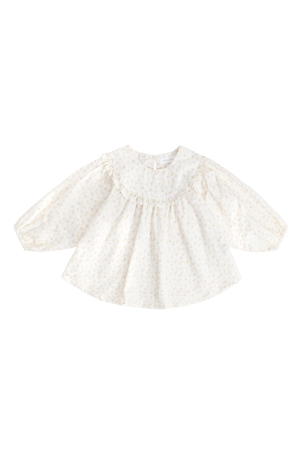 Chemisier romantique en coton biologique à imprimé floral blanc, rose et violet, avec un tissu léger et respirant pour un style décontracté pour filles