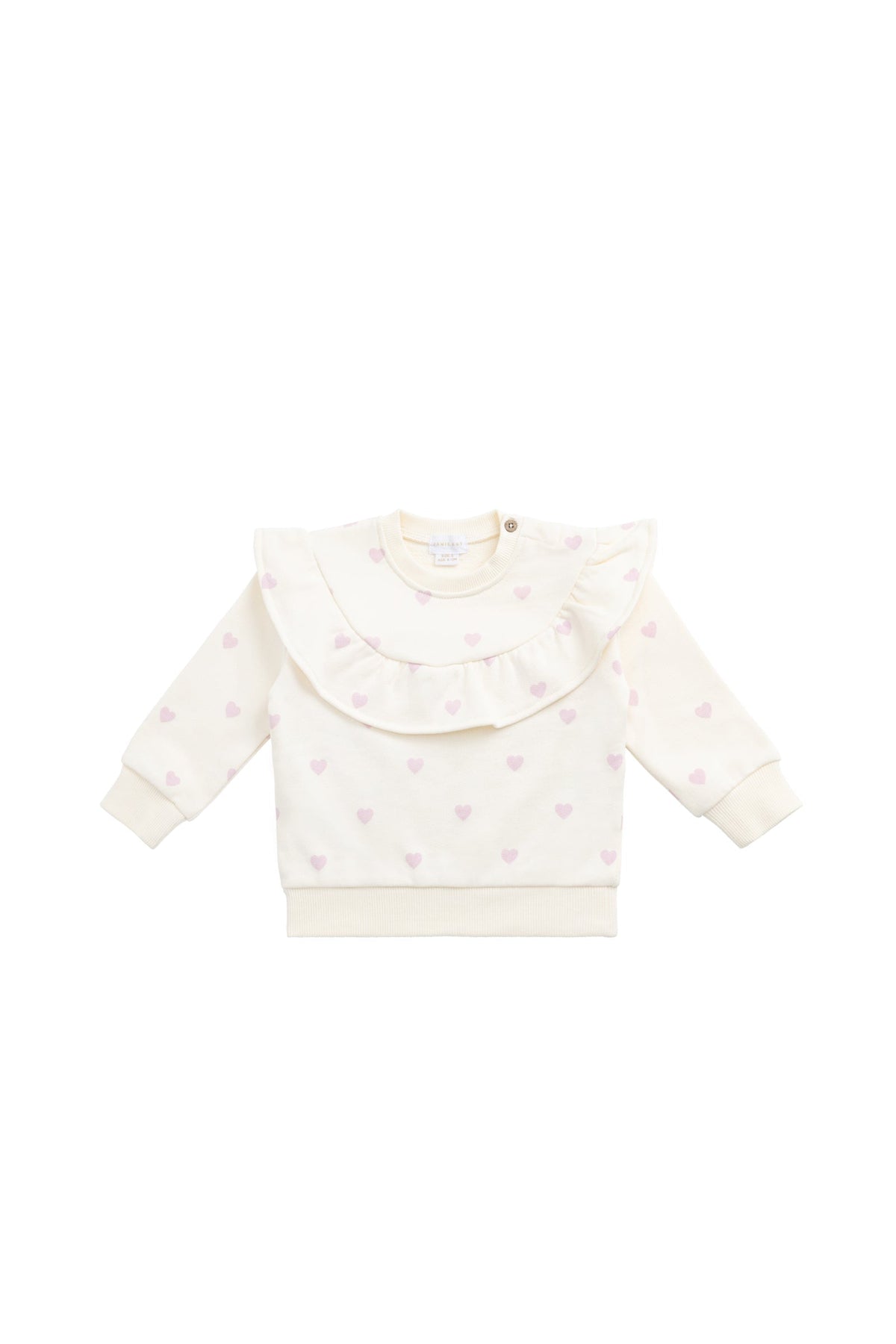 Sweatshirt en coton stretch imprimé cœurs rose crème romantique avec coupe douce et décontractée pour filles, idéal pour un usage quotidien décontracté