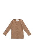 Cardigan Marron Chaud Terreux Uni en Modal Coton Extensible Doux et Coupe Décontractée pour Enfants, Idéal pour la Superposition en Mi-saison