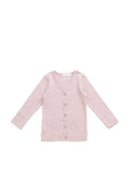 Cardigan en Modal Coton Uni Rose Pâle Mélangé Fin avec Extensibilité Légère pour Enfants, Idéal pour Superposer des Tenues Décontractées