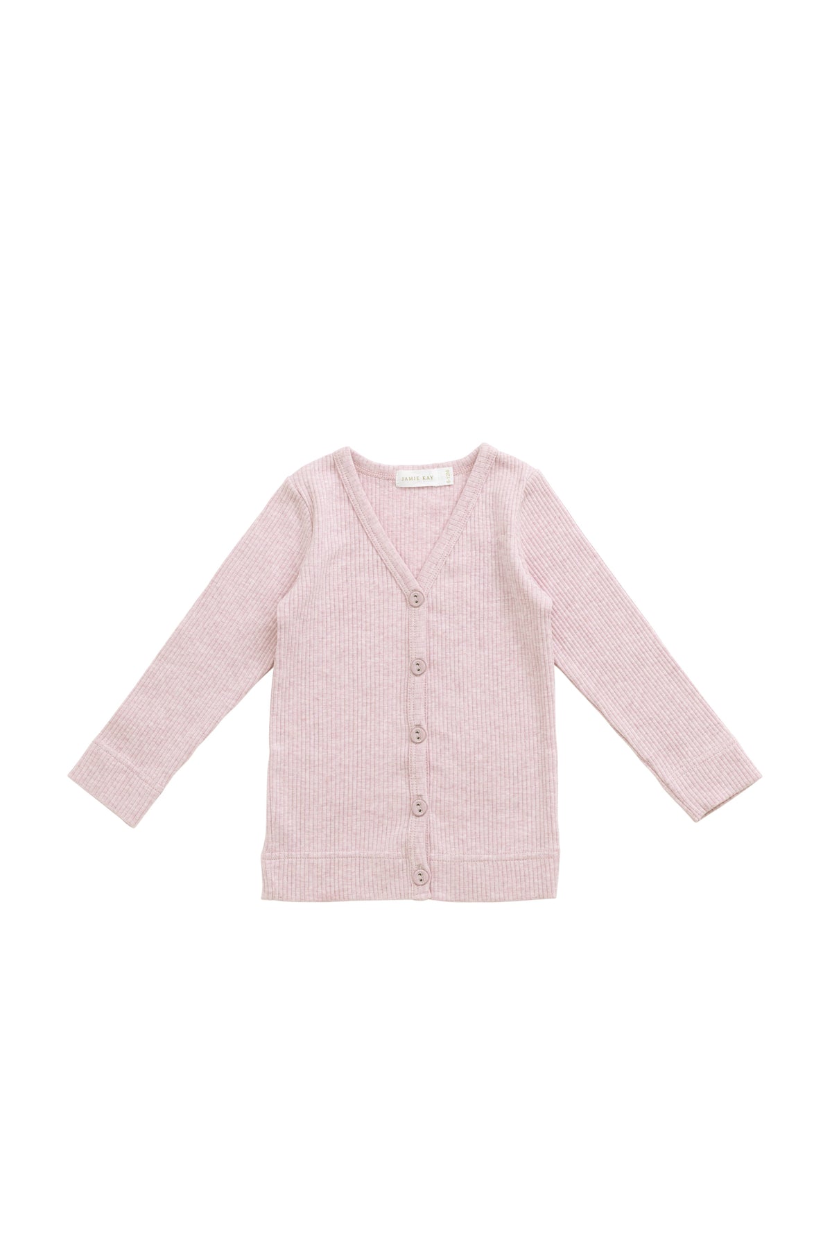 Cardigan en Modal Coton Uni Rose Pâle Mélangé Fin avec Extensibilité Légère pour Enfants, Idéal pour Superposer des Tenues Décontractées