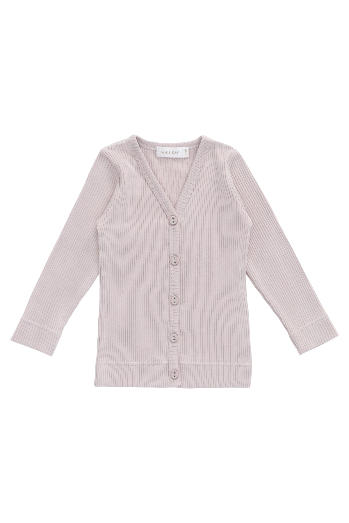 Cardigan enfant en modal et coton uni, teinte violette douce, légèrement extensible et confortable, pour porter au quotidien.