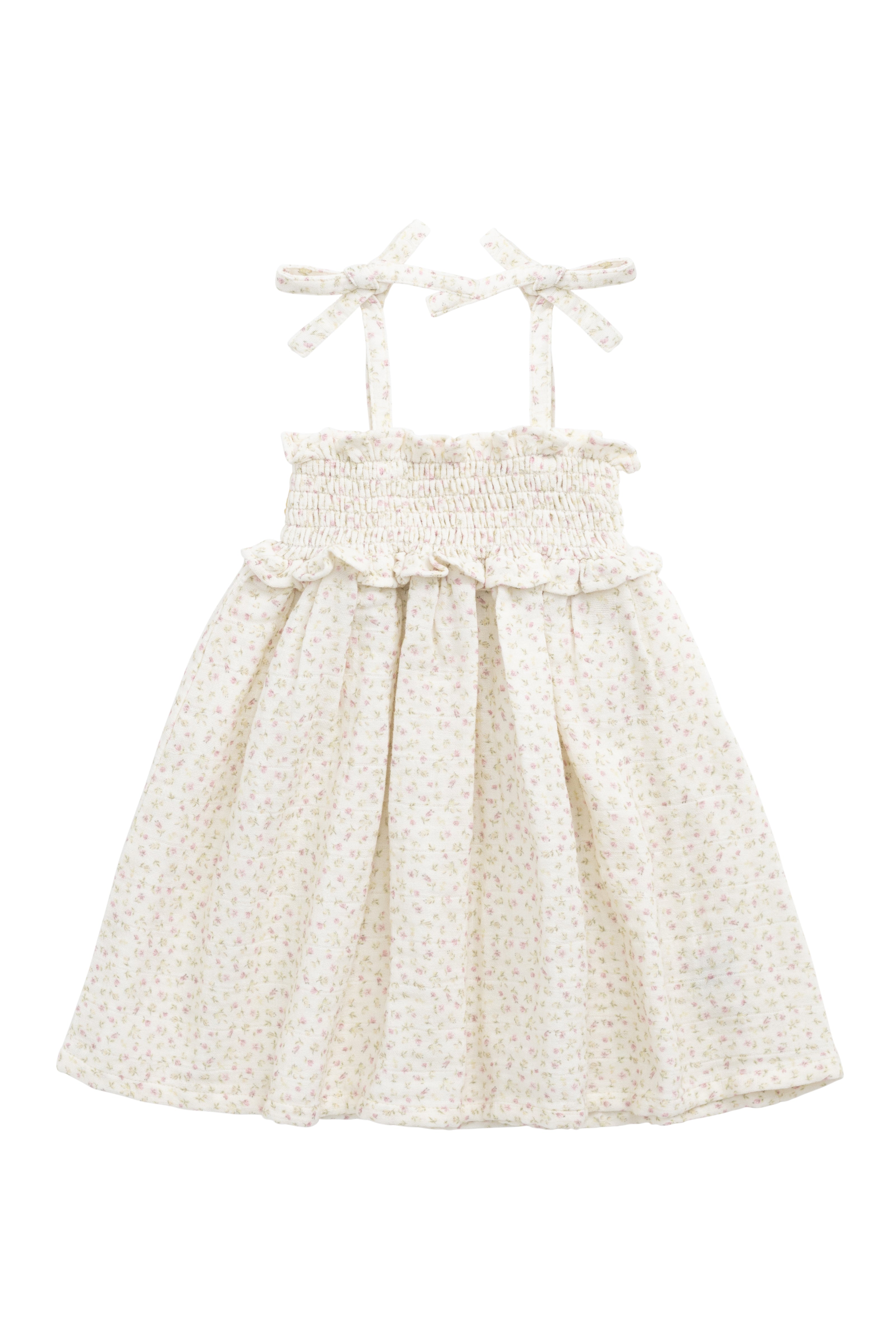 Robe  en mousseline de coton biologique imprimé floral rose romantique, tissu léger et respirant pour les occasions spéciales des filles
