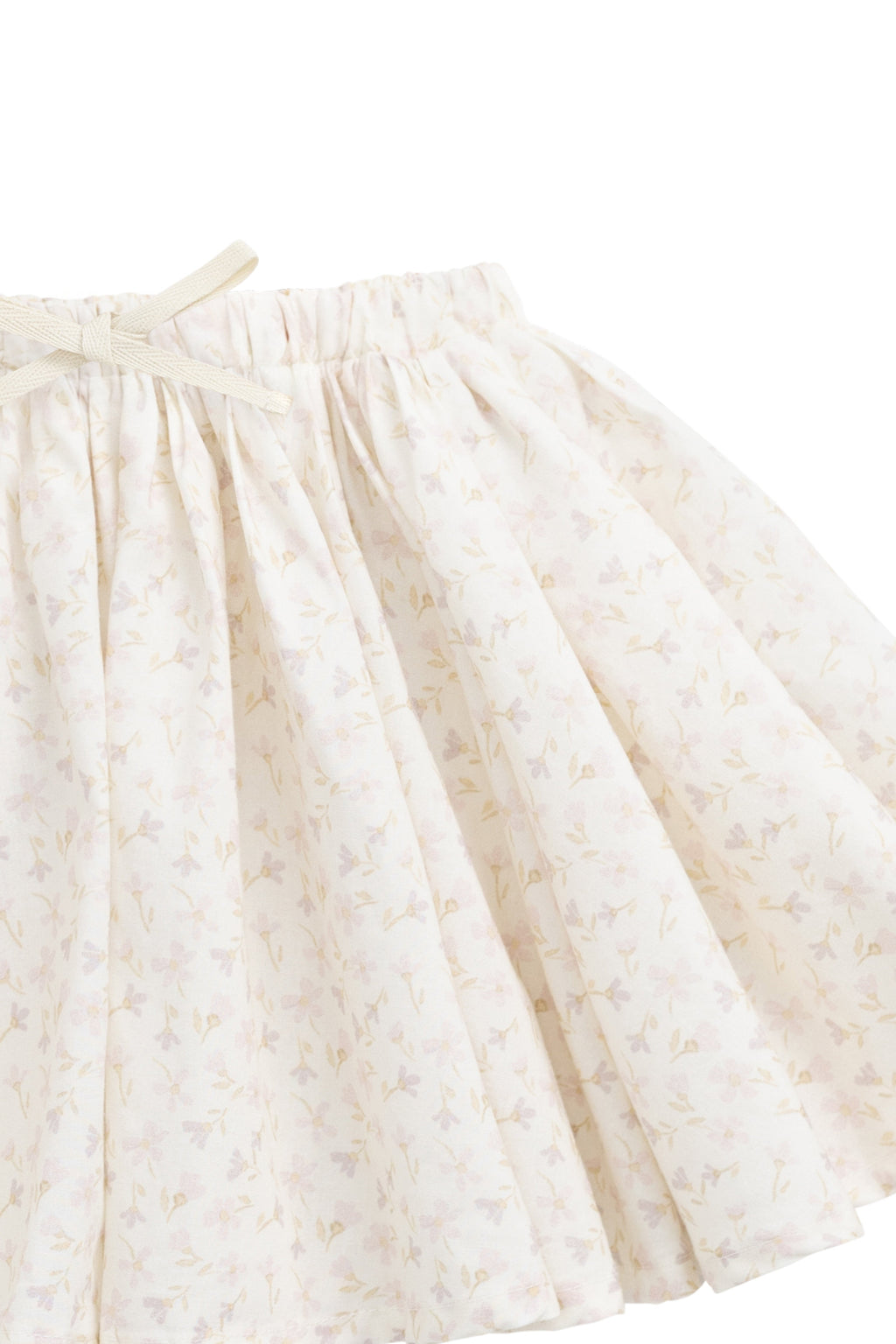 Jupe plissée en coton biologique imprimé floral mauve Bélier féminin, avec taille élastique et nœud décoratif pour filles, tenue décontractée chic