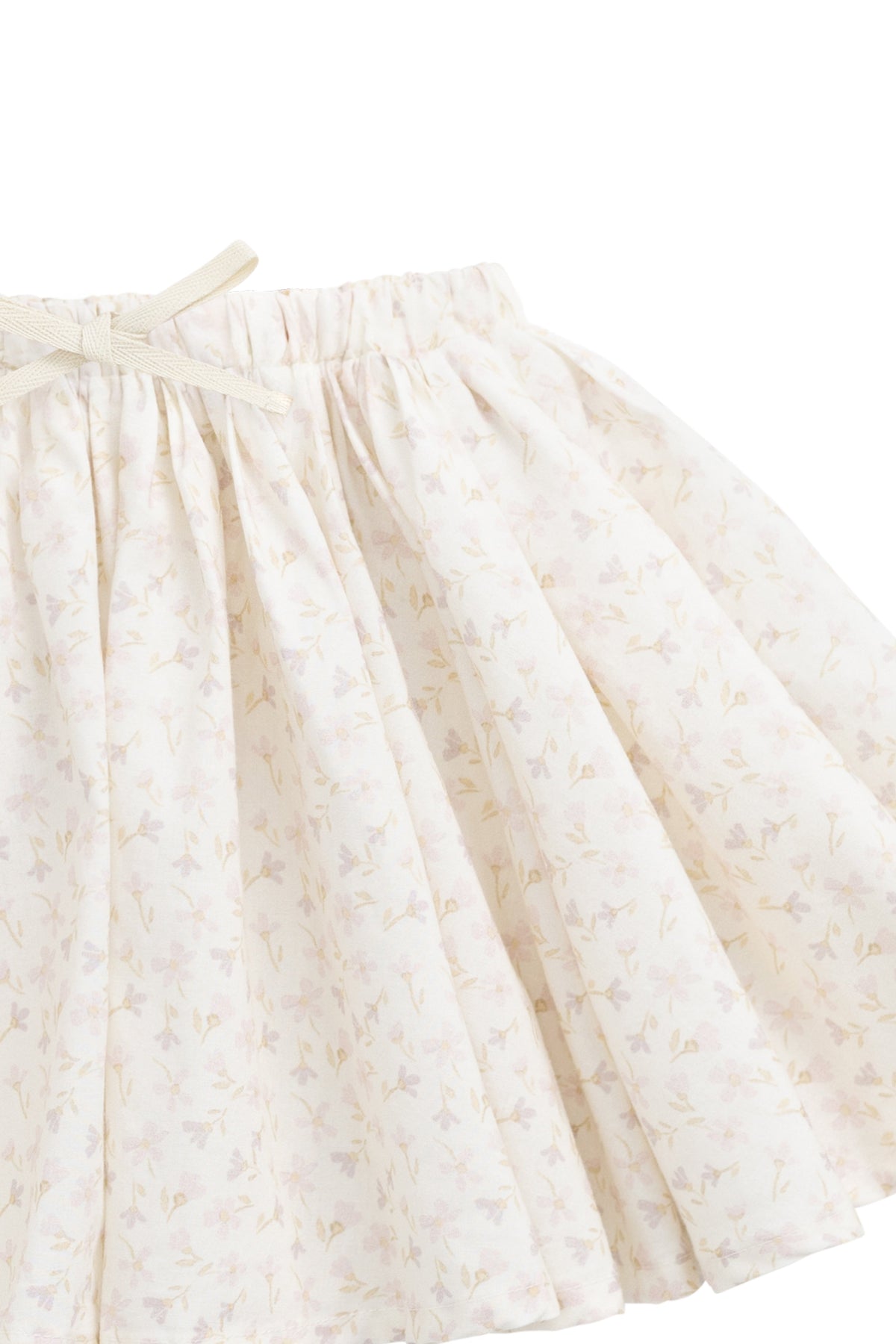 Jupe plissée en coton biologique imprimé floral mauve Bélier féminin, avec taille élastique et nœud décoratif pour filles, tenue décontractée chic