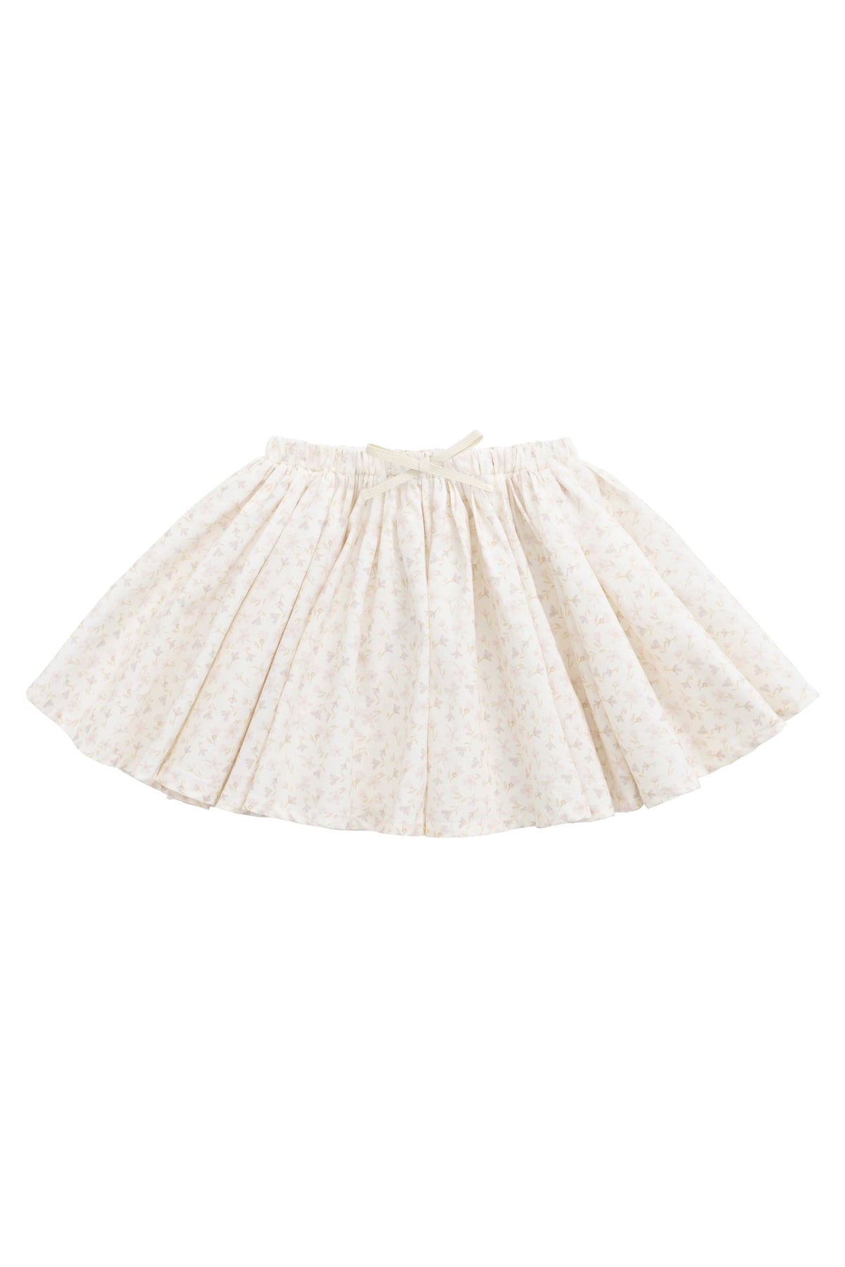 Jupe plissée en coton biologique imprimé floral mauve Bélier féminin, avec taille élastique et nœud décoratif pour filles, tenue décontractée chic