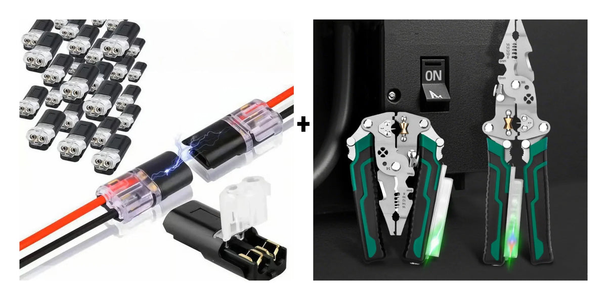 Double plug connector with snap-in locking