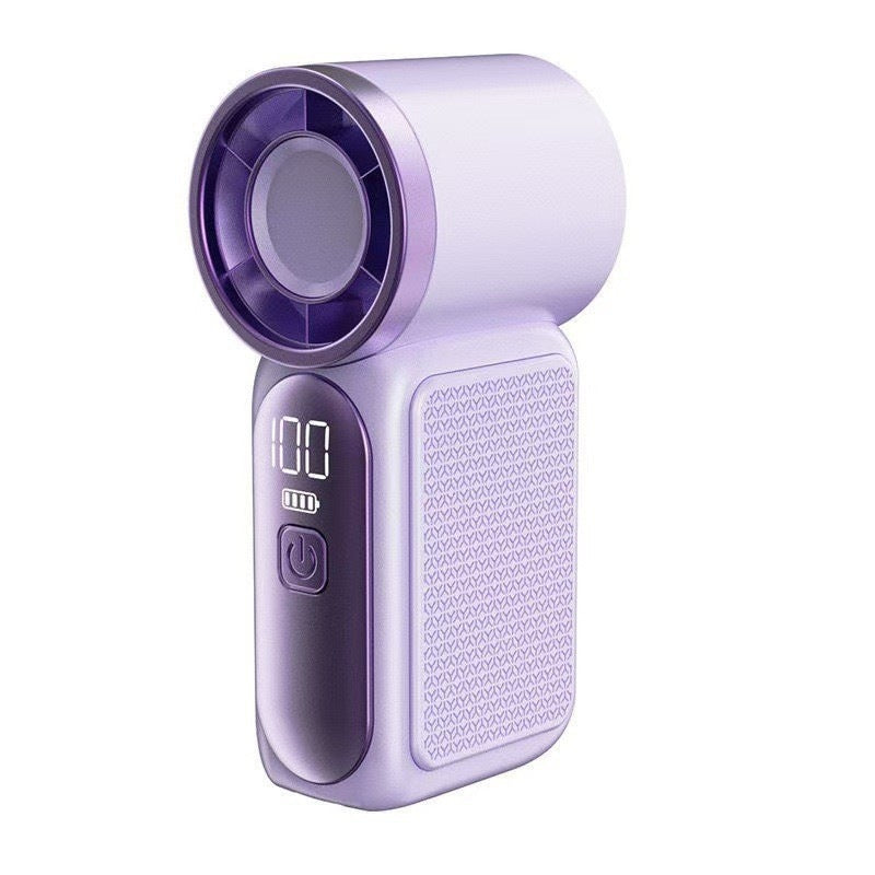 Mini ventilateur portable avec affichage LED, ventilateur de poche turbo 5 vitesses. Rechargeable par USB, refroidissement rapide, idéal pour les voyages et le maquillage. Cadeau parfait. Refroidissement portable.