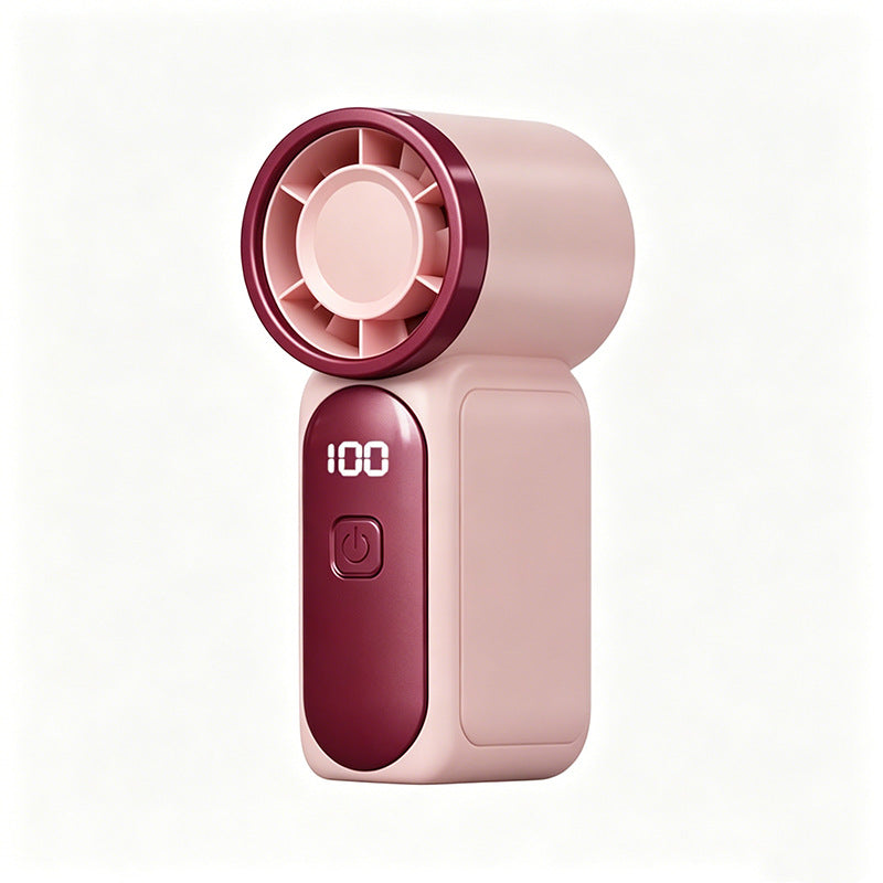 Mini ventilateur portable avec affichage LED, ventilateur de poche turbo 5 vitesses. Rechargeable par USB, refroidissement rapide, idéal pour les voyages et le maquillage. Cadeau parfait. Refroidissement portable.