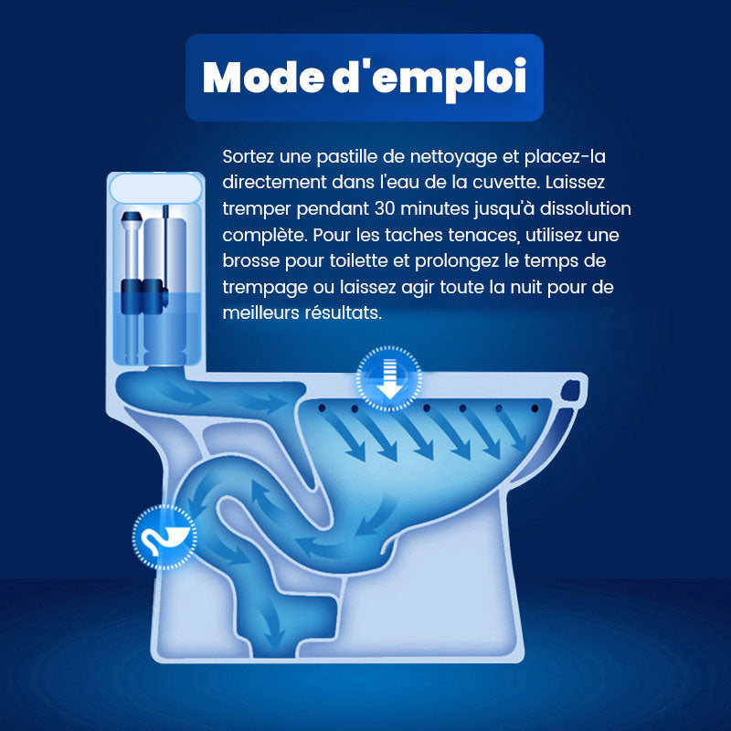 Comprimés effervescents de nettoyage pour toilettes - décontamination, tartre urinaire, alcali urinaire et élimination des odeurs