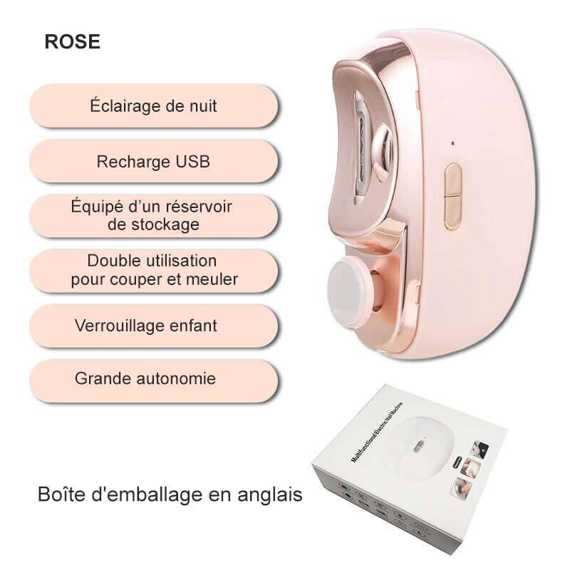 Coupe-ongles et polissoir électrique 2-en-1 ultra facile et sans effort