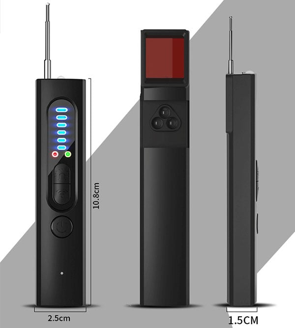 Détecteur de Caméras Espion RF, 6 Niveaux de Sensibilité, Portée 10m, Protection de la Vie Privée