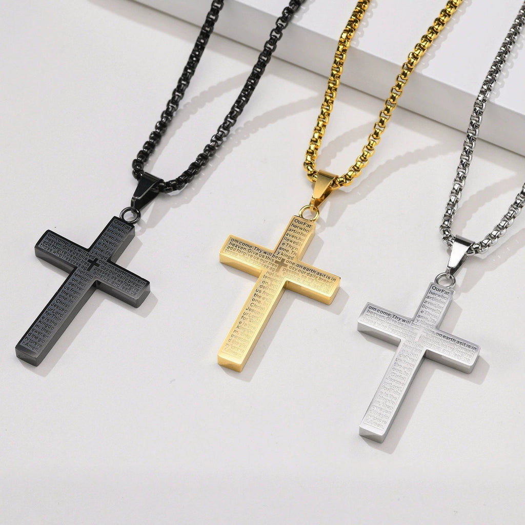 De réduction - Collier croix de Scibble avec prière du Seigneur