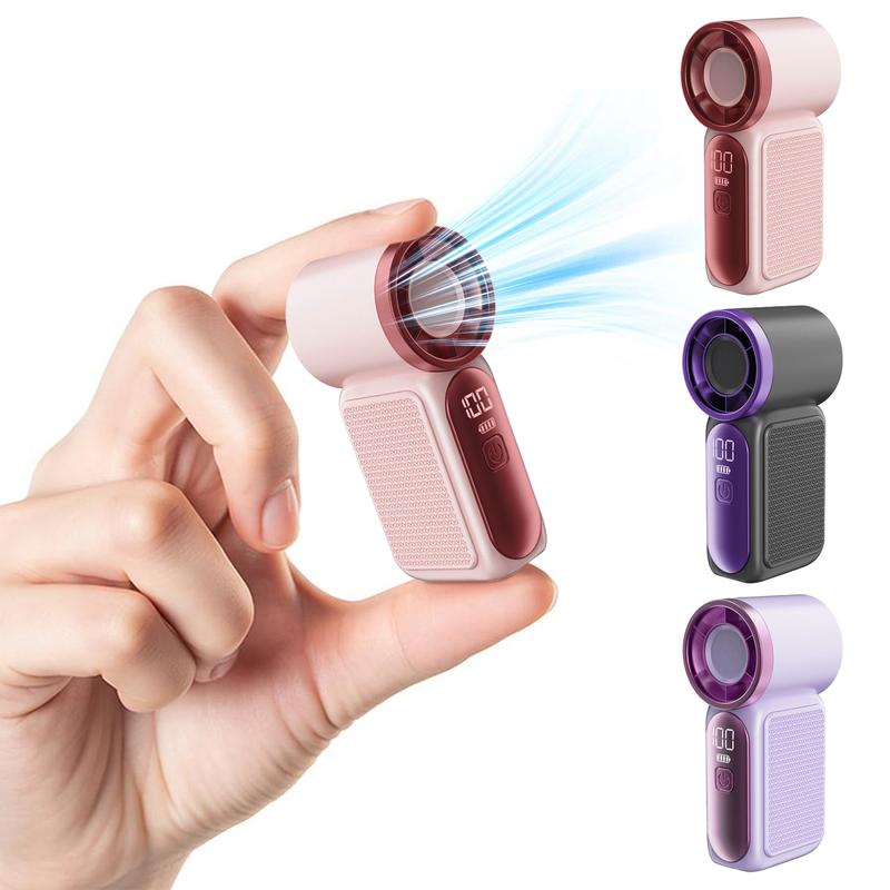 Mini ventilateur portable avec affichage LED, ventilateur de poche turbo 5 vitesses. Rechargeable par USB, refroidissement rapide, idéal pour les voyages et le maquillage. Cadeau parfait. Refroidissement portable.
