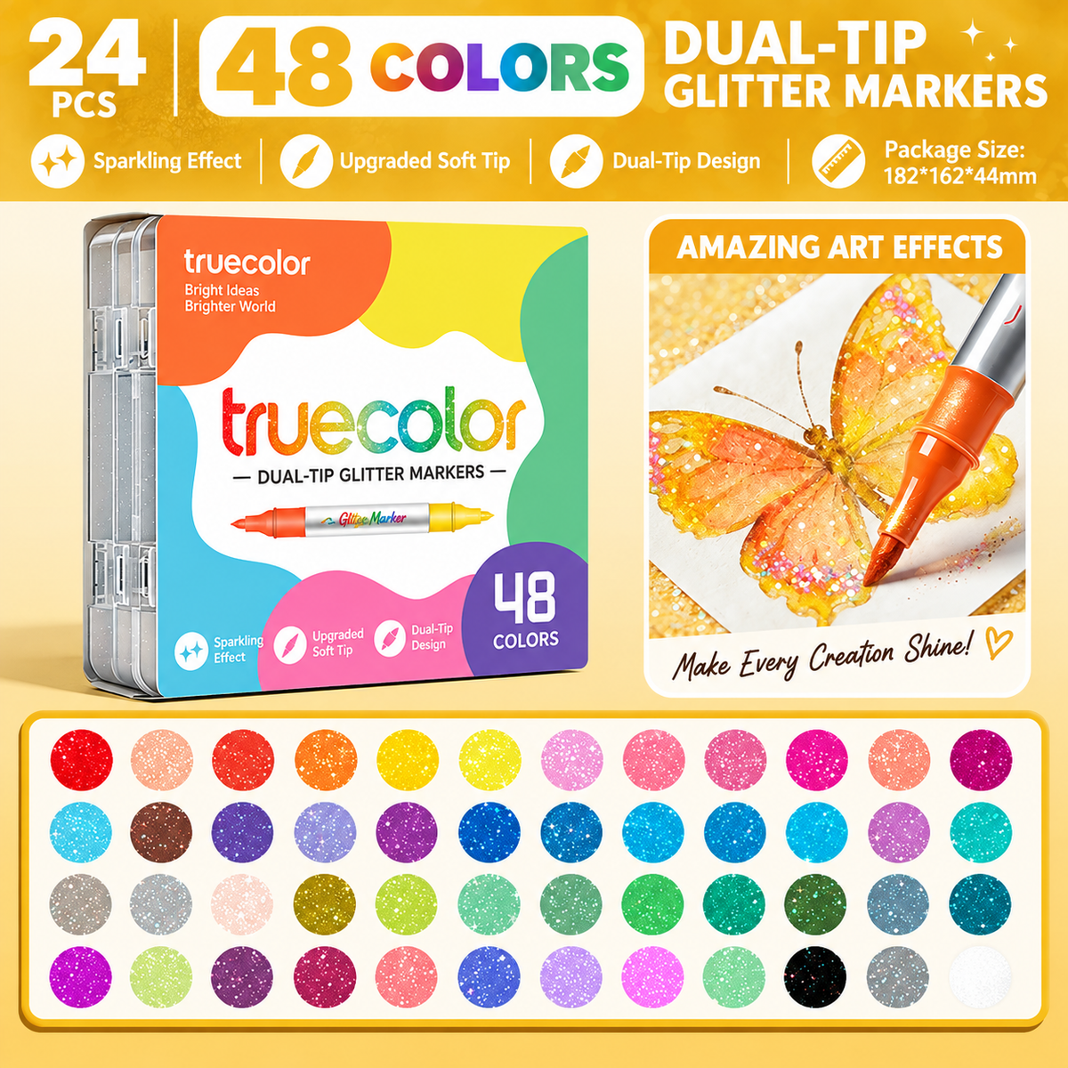 Magical Glitter Markers Dual-Tip Two-Color Art Pens