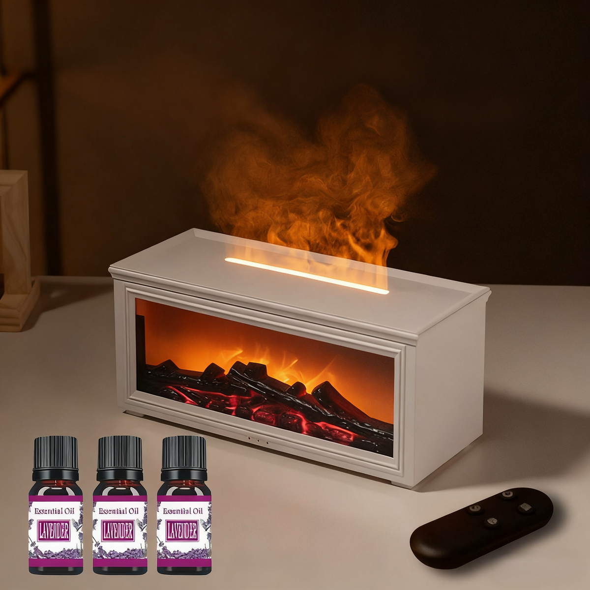 DE RÉDUCTION - Diffuseur d'Humidité avec Flamme de Cheminée - 7 Couleurs LED et Télécommande, Ambiance Apaisante pour Maison/Bureau