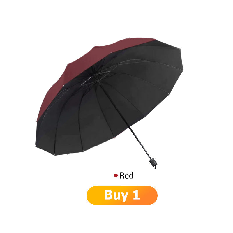 Grand parapluie pliable avec 12 baleines coupe-vent