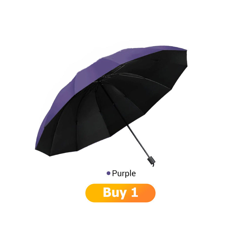 Grand parapluie pliable avec 12 baleines coupe-vent