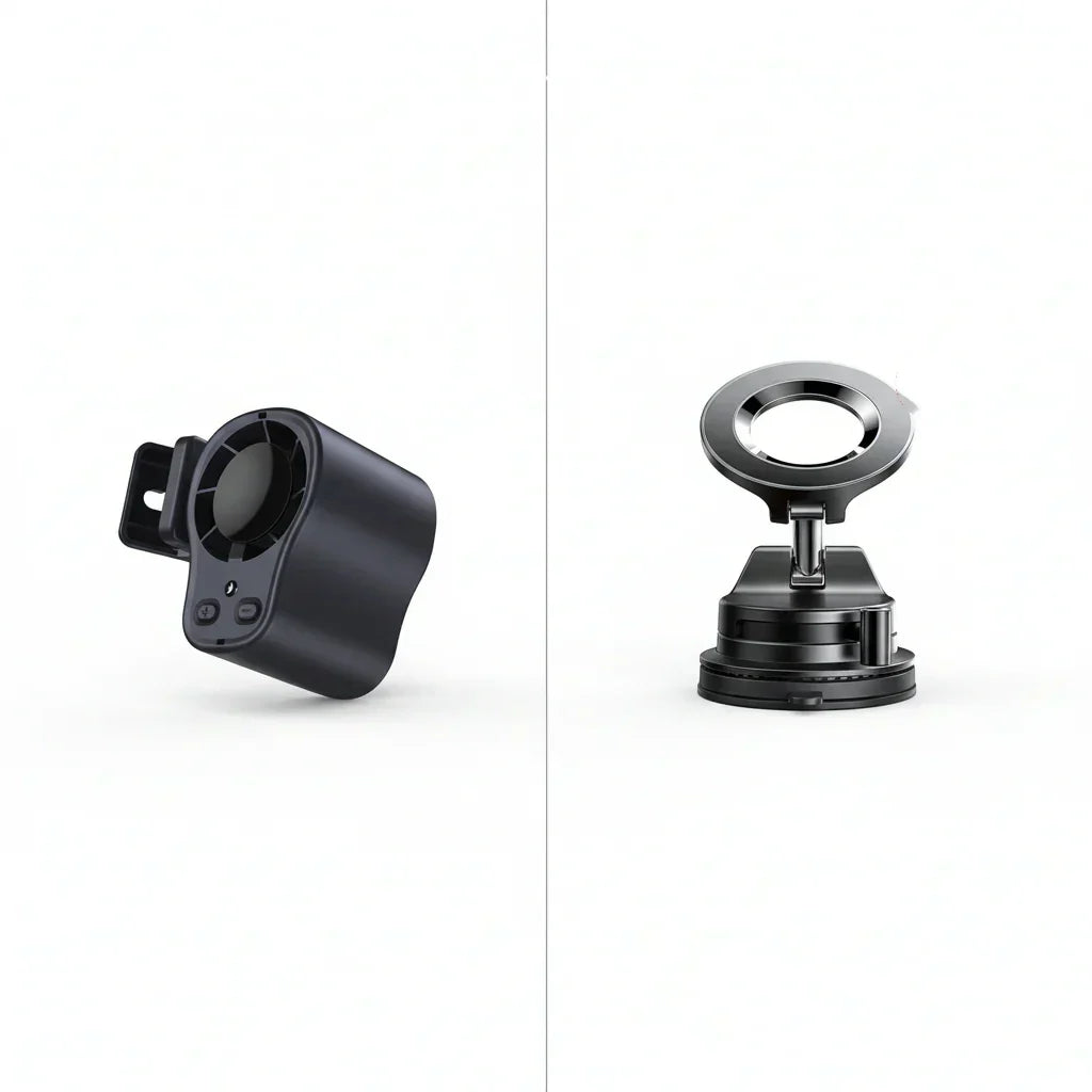 USB Hands-Free Personal Fan for Car Vent or Desk, LED Display, Silent (<36dB), 2000/4000mAh Battery, 3 Colors