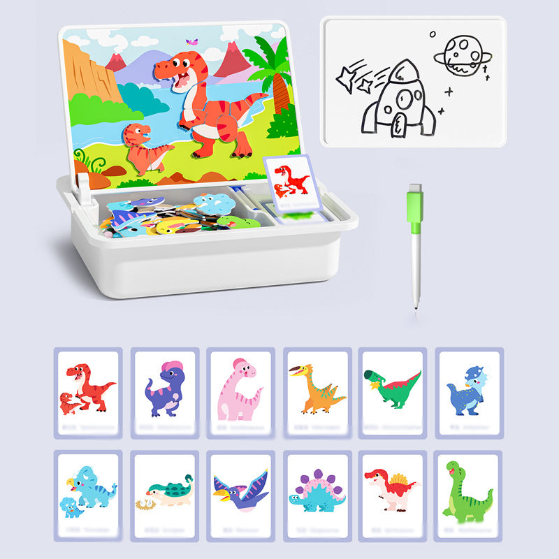 Boîte puzzle magnétique pour enfants avec jeu et planche à dessin