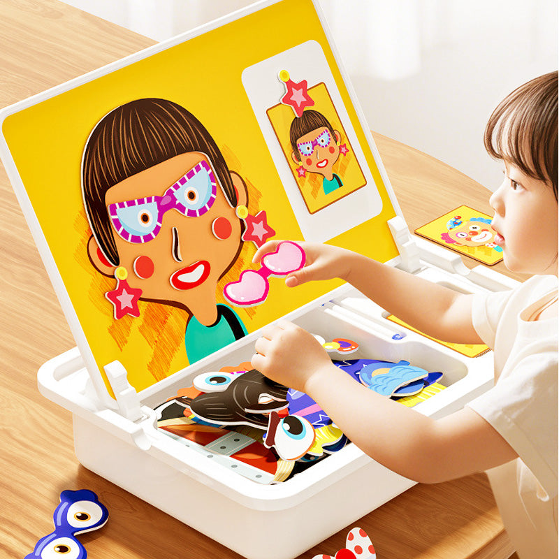 Boîte puzzle magnétique pour enfants avec jeu et planche à dessin