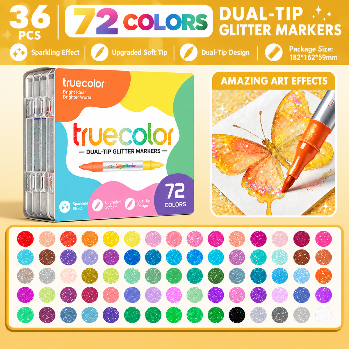Magical Glitter Markers Dual-Tip Two-Color Art Pens