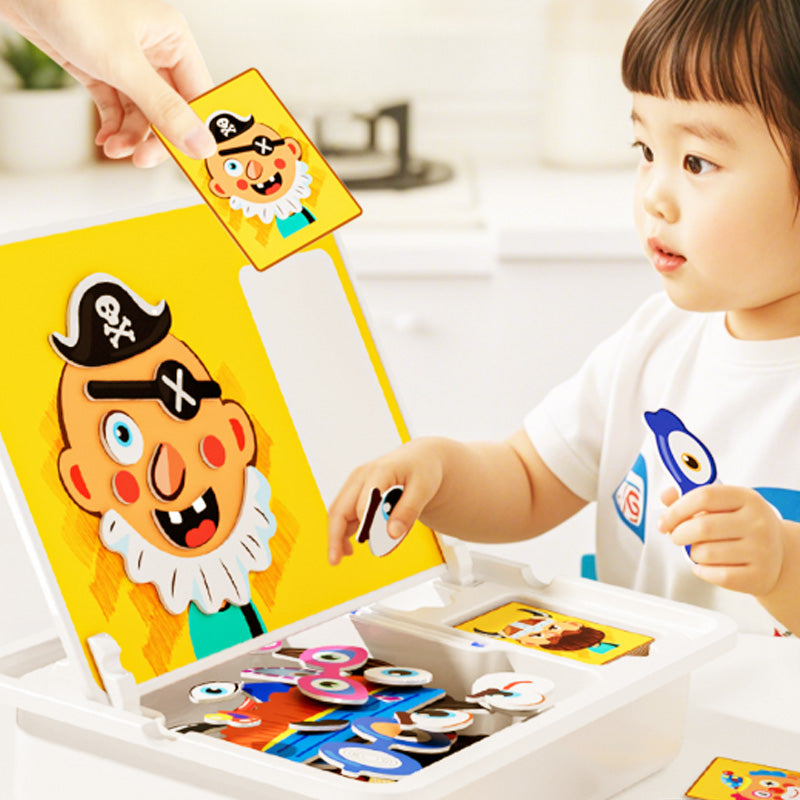 Boîte puzzle magnétique pour enfants avec jeu et planche à dessin
