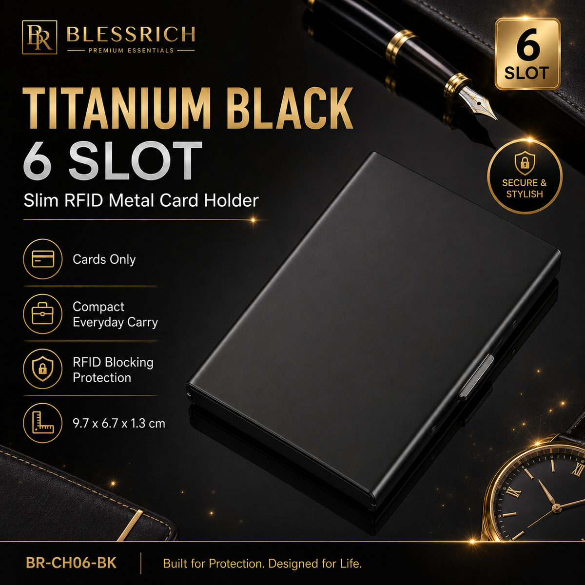 Metallic RFID blocking card holder