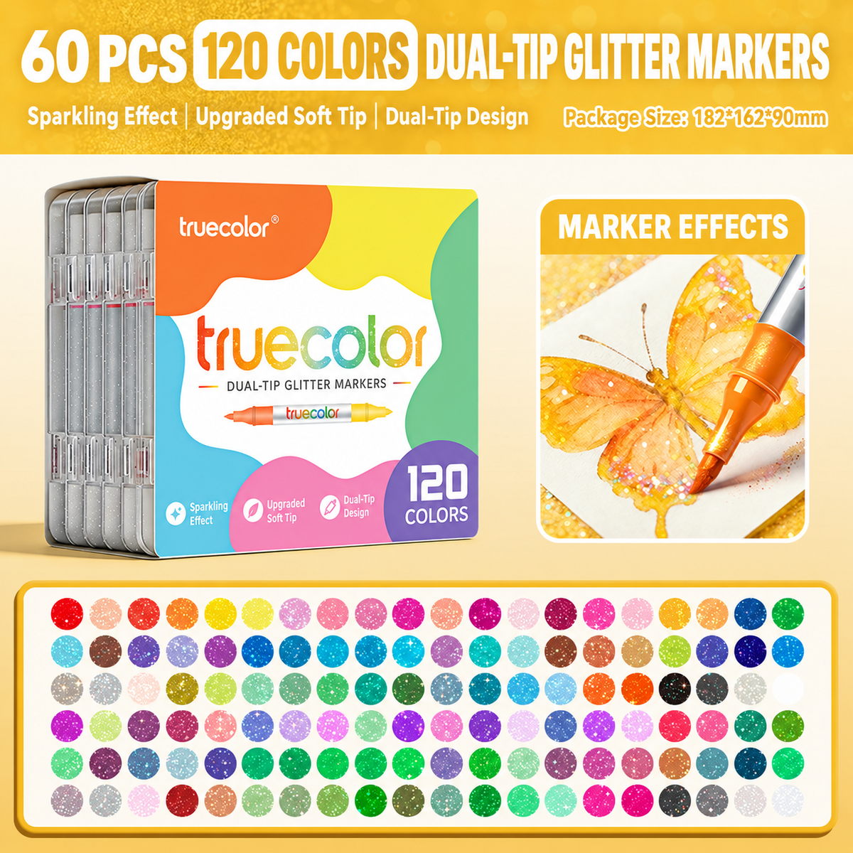 Magical Glitter Markers Dual-Tip Two-Color Art Pens