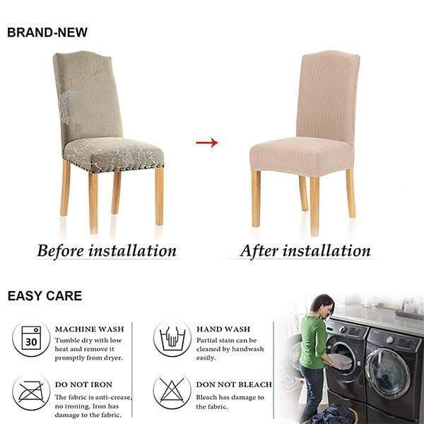 Réduction Housse de chaise extensible Ajustement parfait, anti-tache, protège et rénove vos chaises facilement