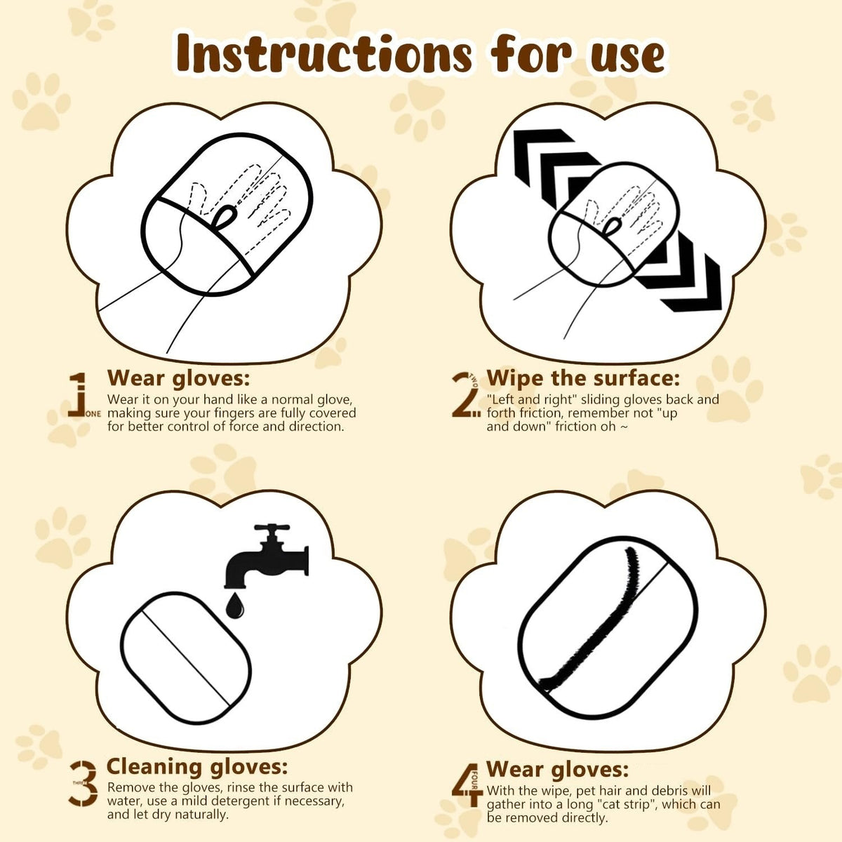 Antistatic gloves for pet hair removal