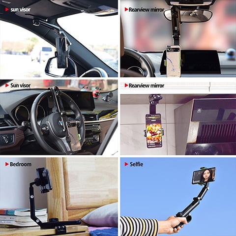 Retractable and rotating cell phone holder