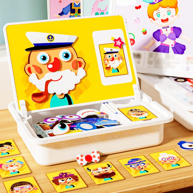 Boîte puzzle magnétique pour enfants avec jeu et planche à dessin